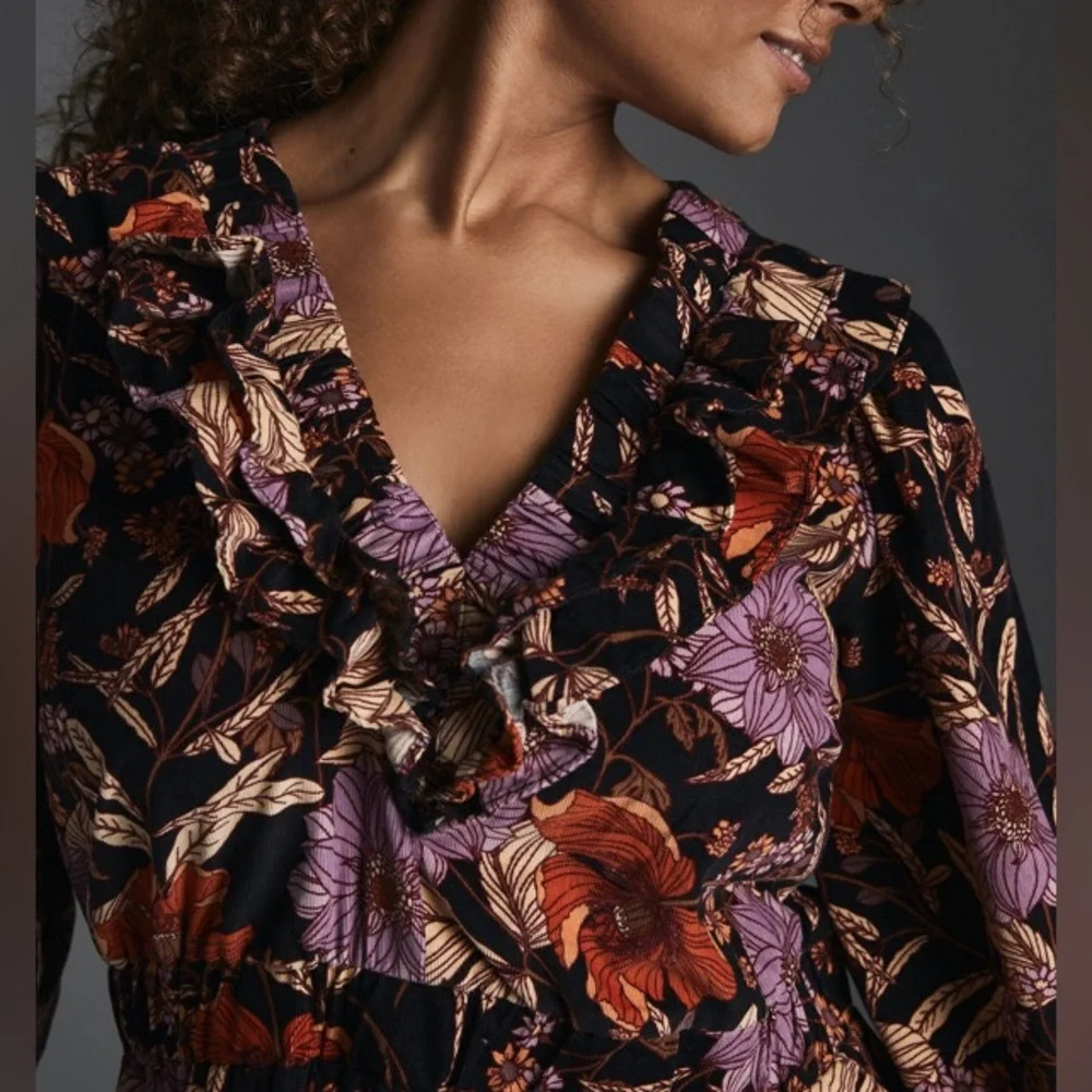Anthropologie Pilcro Tiered Corduroy Dress - Picture 9 of 10